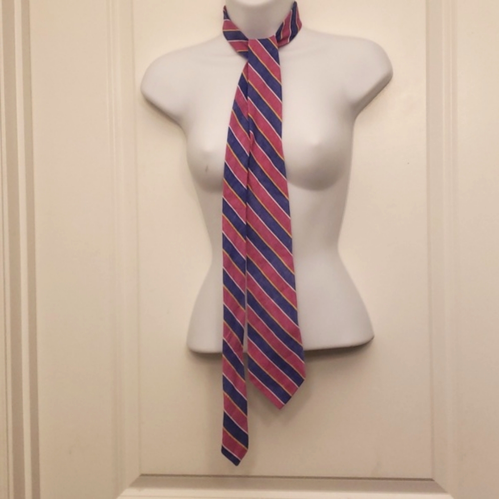 Lauren Ralph Lauren 100% Linen Men's Neck Tie Purple Pink Multicolored